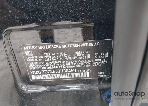 2018 BMW X1 xDrive28I из США, поврежденный, VIN WBXHT3C35J3H30459